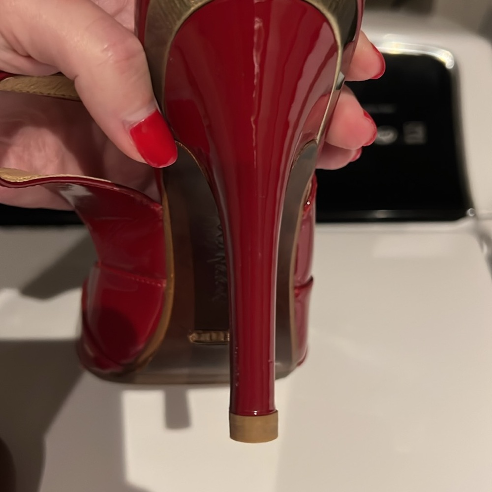 Cole Haan Nike Air Red Patent Slingback Heels - Picture 5 of 6